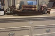 Long bowl tray painted and waxed in mocha.