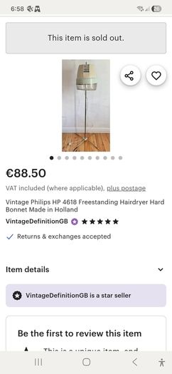 Unique Item: Vintage Philips HP 4618 Freestanding Hairdryer Hard Bonnet Made in Holland