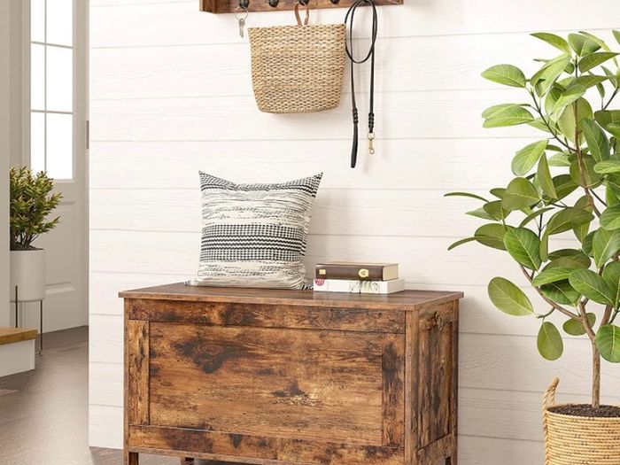 Storage Chest Trunk, Wooden Storage Box, Large Toy Chests with Lid, Toy Box Organizer Unit, Bed End Storage Bench, Shoe Bench, Entryway, Hallway, Bedroom, Rustic Brown (FREE POSTAGE)