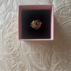 Silver garnet ring