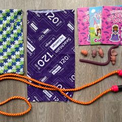 Snuds, Colouring Books, Squishies, Sensory Liquid Timer, Skipping Rope