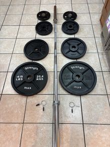 Perfect Olympic Weights Set + 7 Foot Olympic Barbell With Collars