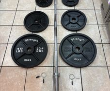 Perfect Olympic Weights Set + 7 Foot Olympic Barbell With Collars
