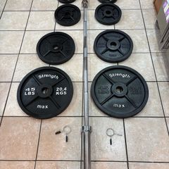 Perfect Olympic Weights Set + 7 Foot Olympic Barbell With Collars