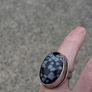 Midcentury Snowflake Obsidian Sterling Silver Ring Image 2
