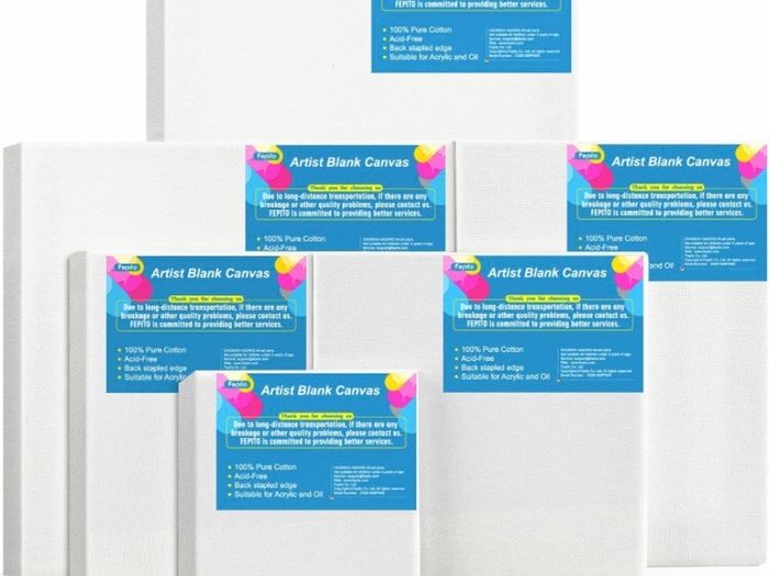 6 Set Blank Stretched Canvas Assorted Size Artist Canvas Multipack Canvases for Acrylic Oil Water Painting