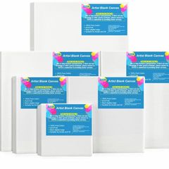 6 Set Blank Stretched Canvas Assorted Size Artist Canvas Multipack Canvases for Acrylic Oil Water Painting
