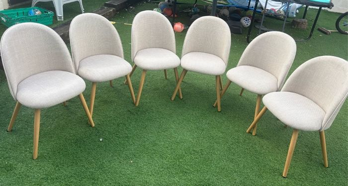6 x Beige Fabric Dining Chairs
