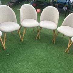 6 x Beige Fabric Dining Chairs