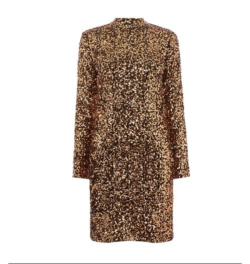 Warehouse London WAREHOUSE  Velvet Sequin High Neck Dress