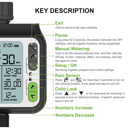 Electronic Irrigation Regulator Automatic Irrigation Timer with 3 Separate Timing Programs Outdoor Garden Irrigation Tool