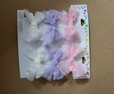 Soft Pastel White,Pink and Lilac Hair-Bow Set
