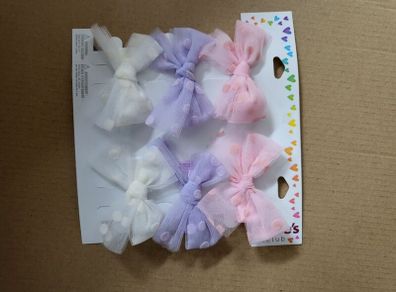 Soft Pastel White,Pink and Lilac Hair-Bow Set