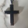 stainless steal lotus chunky black cross chain Image 3