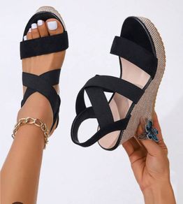 Women's Elastic Band Wedge Heel Platform Sandals For Summer size 7