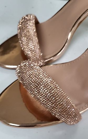 QUEEN VIVI Rose Gold Bling Strap High Heels Sz 41 (Fit 7-7.5UK)