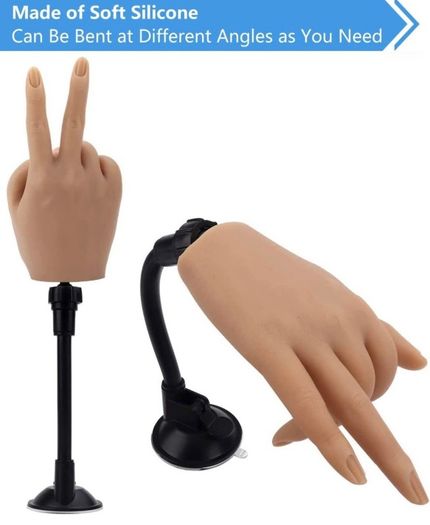 Silicone Practice Hand for Acrylic Nails,Flexible Female Mannequin Hand with Stand Soft False Fake Hands for Nail Training Manicure with 100pcs Practice Nail Tips and 3pcs Professional Nail File LEFT/RIGHT HAND AVAILABLE (FREE POSTAGE)