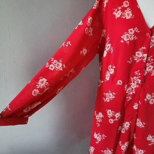 Very red floral dress, Size 20