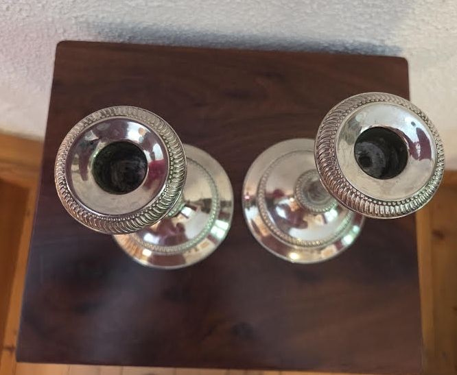 Pair Elegant Vintage Silver Plate Candlesticks