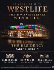 Westlife 2x standing tickets Tuesday 22/09
