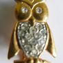 Vintage Jewelry Brooch Pin Owl Rhinestone Gold Plate Tone Image 2