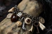 1 Goblins Whimsical Trinkets Bone and Tooth Soldered Charm Bracelet Charivari Wearable Art Weird Oddity