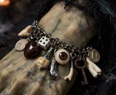 1 Goblins Whimsical Trinkets Bone and Tooth Soldered Charm Bracelet Charivari Wearable Art Weird Oddity