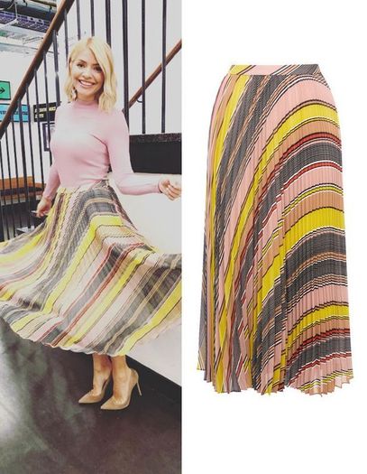 Karen Millen Rainbow Stripe Pleated Skirt - as seen on TV