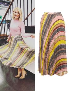 Karen Millen Rainbow Stripe Pleated Skirt - as seen on TV