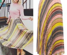 Karen Millen Rainbow Stripe Pleated Skirt - as seen on TV