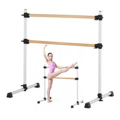 Ballet Barre, Double Beechwood Barre Bar for Home, Freestanding Portable Ballet Stretching Dance Bars, Height Adjustable Anti-Wobble Fitness Gym Equipment, for Pilates Balance Workout