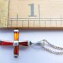 Vintage Ruby Red Helenite Cross  925 Sterling Silver Pendant and Necklace length 16" - 4,52g Image 8