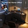 L Shaped Gaming Desk, 120x120 cm Corner Computer Desk for Gaming, Home, Office, Carbon Fibre Black Image 4