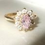 Vintage 9k Gold Hallmarked Pink/White Cluster Image 5