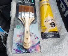 Acrylic Paint & 3 Flat Brushes never opened or used.