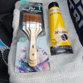 Acrylic Paint & 3 Flat Brushes never opened or used.