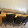 Solid Wood Dining Table With Glass Top And 4 Brown Chairs, 180cm x 85cm Image 2