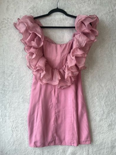 DREAM Sister Jane Blooming Ruffles Mini Dress Raspberry Pink Size S NWT