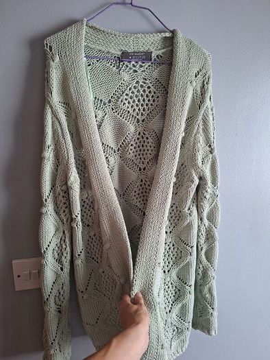 Beautiful light mint green chunky knit cardigan