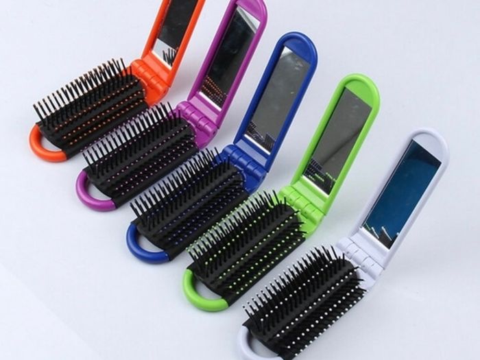 250 Folding Hair Brush With Mirror Job Lot Clearance