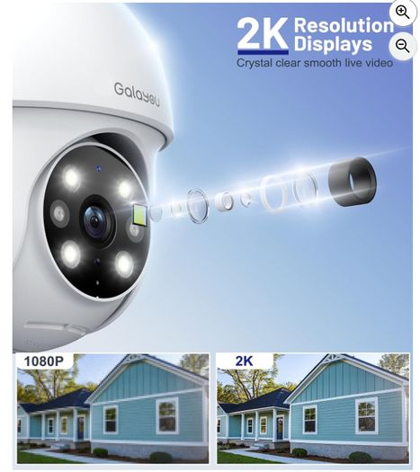 GALAYOU 2 pack - 2K Security Camera Outdoor, 360 CCTV Camera, Home Security WiFi Camera with Color Night Vision, Pan-Tilt View