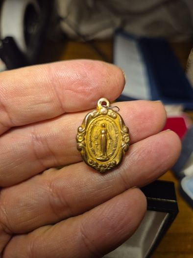1960s Dainty Gold Tone Miraculous Medal of the Immaculate Conception 1960s .80inches