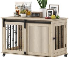 Dog Crate for Medium and Large Dogs Modern Side Table with 2 Doors and Latch 100x56x65 cm Oak