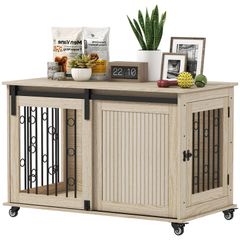 Dog Crate for Medium and Large Dogs Modern Side Table with 2 Doors and Latch 100x56x65 cm Oak
