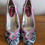 Ruby Shoo Lace Print Heeled Pumps with Pom-Pom Trim Size UK 6 / EU 39 Image 2