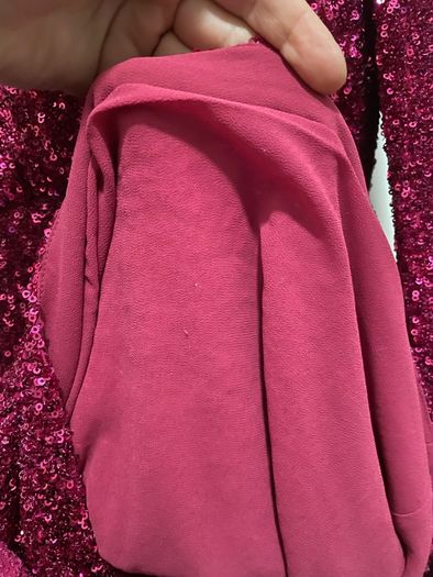Sequin dress party dress Other Stories with a wrap silhouette padded shoulders pink lined size 42/ M BNWT