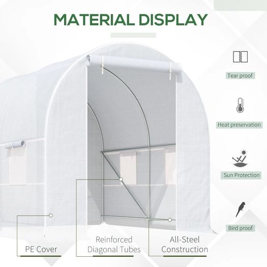250Lx200Wx200H cm Walk-in Greenhouse-White (FREE SHIPPING)