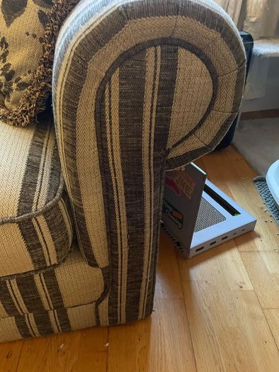 Beige and brown Couch with 2 cushions