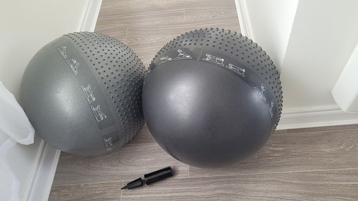 2 Exercises Balls Set: Knobby Massage Ball & Gym Ball with Hand Pump