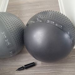 2 Exercises Balls Set: Knobby Massage Ball & Gym Ball with Hand Pump